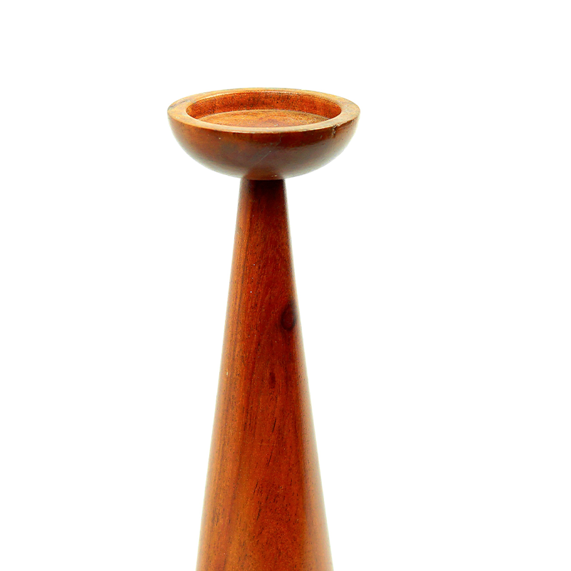 Wooden candle holder with a bowl on a white background