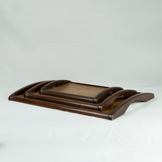 Wooden tray on a white background