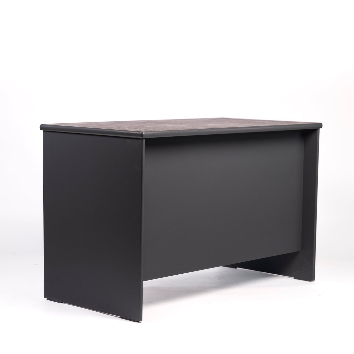 Black office desk on a white background