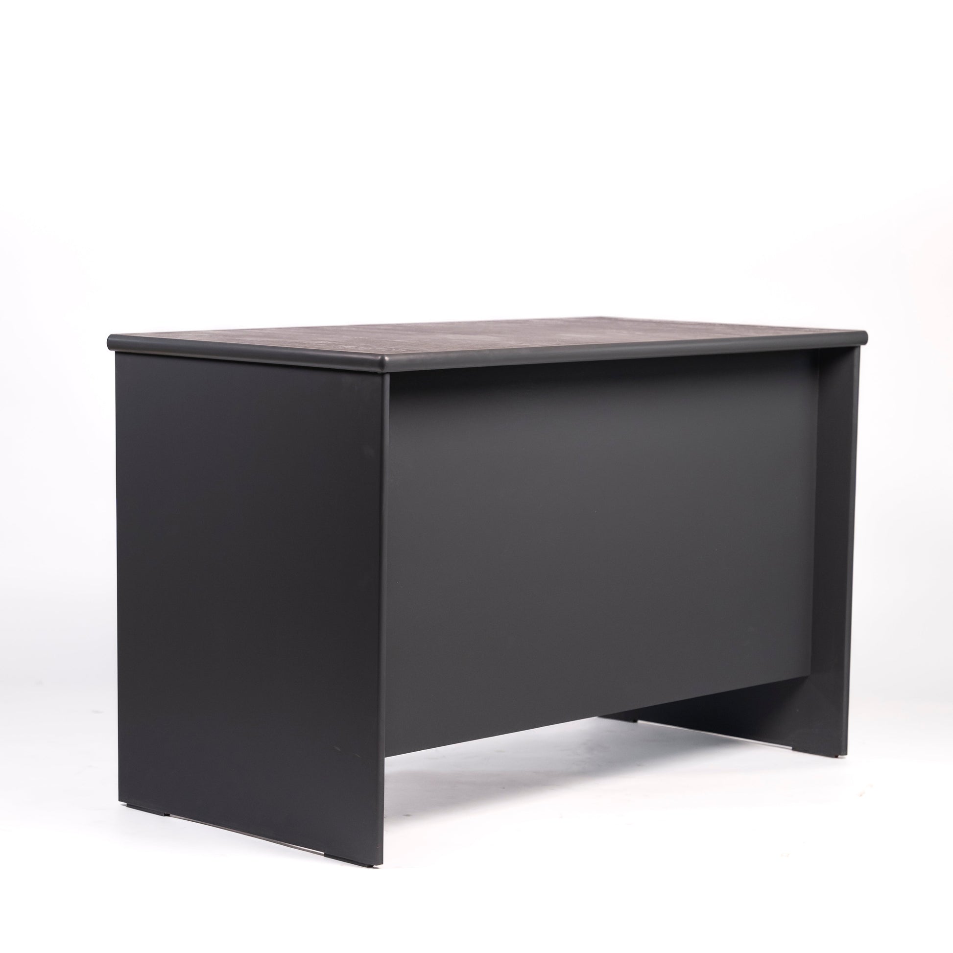 Black office desk on a white background